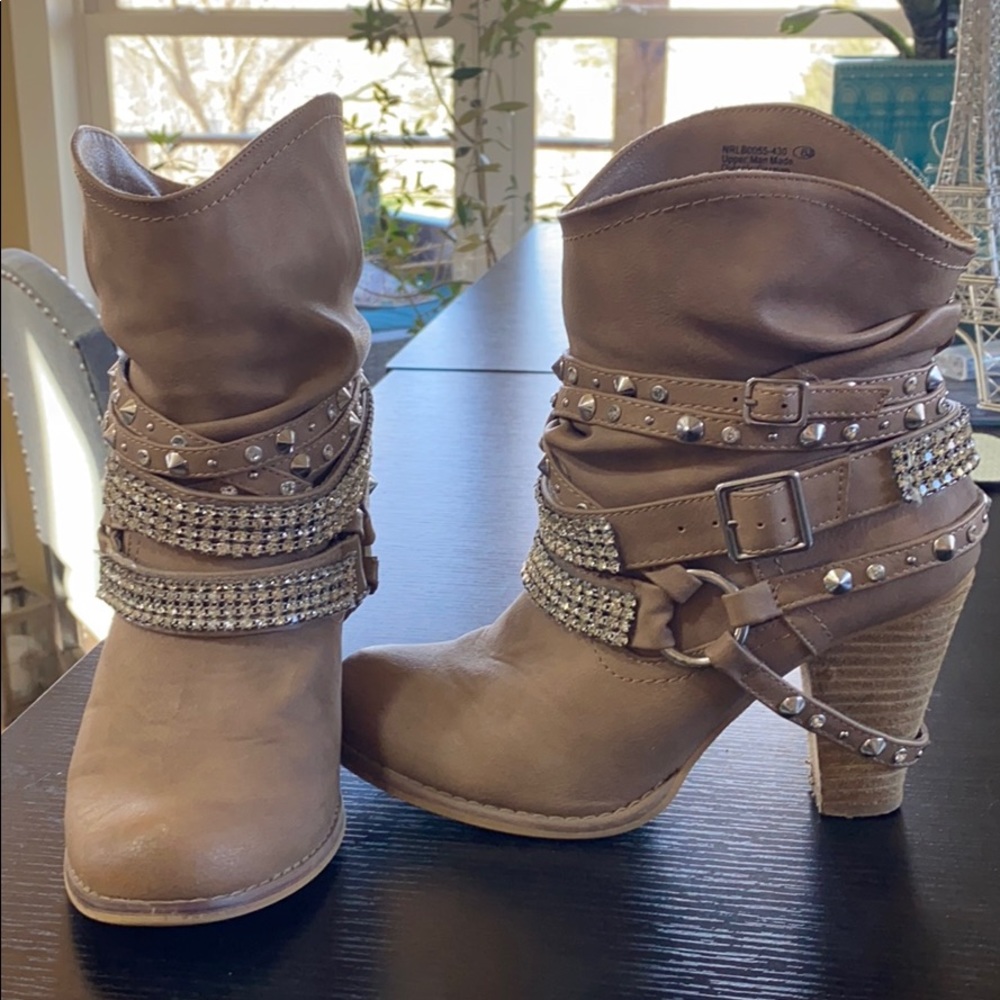 Not Rated Tan Studded Rhinestone Boots